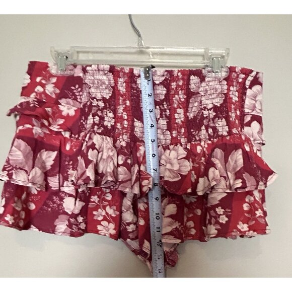 Free People Red Floral Ruffle Shorts - Picture 10 of 13